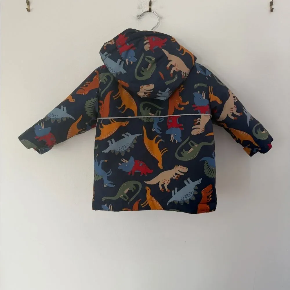 The Children's Place Navy Dino Puffer Jacket with Multicolor Dinosaurs